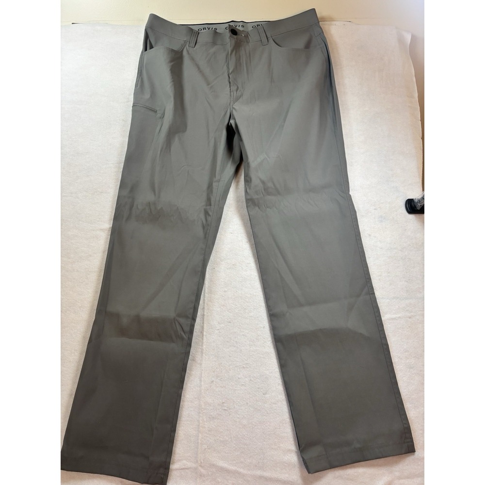 Orvis Mens Pants 38x33 Grey Nylon Tech Outdoor All Weather Stretch NWOT